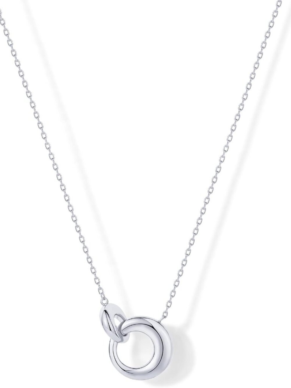 14K Gold Plated Dainty Interlock Pendant Necklace for Women | Circle Link Pendan